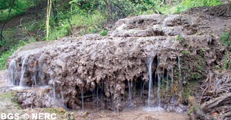 An actively forming tufa (calcium carbonate) cascade